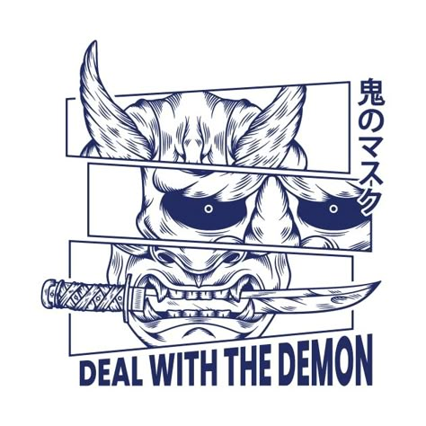 Japanese Geometric, Mask Illustration, Japanese Demon, Tshirt Artwork, Doodle Art Letters, Japan Graphic Design, Chibi Marvel, Japan Logo, Illustrator Inspiration