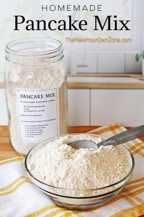 Homemade Recipes To Save Money, Quick Pancake Mix Recipe, Homemade Homestead Recipes, Homemade Staple Foods, Pancake Mix Diy, Homemade From Scratch Recipes, Dry Pancake Mix Recipe, Diy Pancake Mix Easy, Dry Mixes Make Your Own