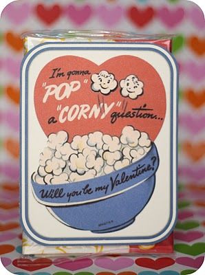 So cute for a different type of Valentine! Corny Valentines, Retro Valentine Cards, Popcorn Valentine, Happy Heart Day, Movie Night Birthday Party, Valentines Vintage, Valentine Vintage, Vintage Valentines Day, Valentine Postcards