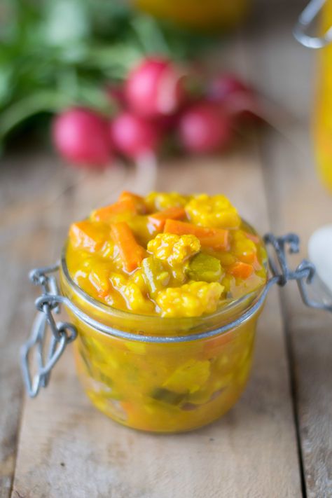 Piccalilli Recipes, Vegetable Curry Recipes, Yellow Food, Relish Recipes, Bbc Good Food, Mustard Sauce, Minced Meat, Chutney Recipes, Sauce Tomate