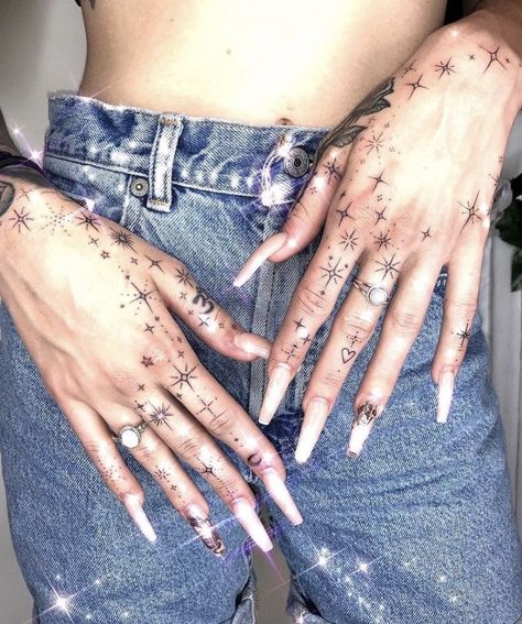 Compass Hand Tattoo, Sparkle Hand Tattoo, Sparkle Tattoo, Moon Tattoos, Hand And Finger Tattoos, Pretty Hand Tattoos, Hand Tattoos For Women, Small Hand Tattoos, Badass Tattoos