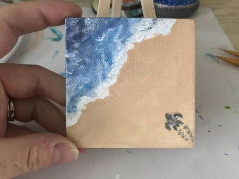 Mini Tela, Sea Turtle Painting, Mini Toile, Colorful Canvas Art, Small Canvas Paintings, Simple Canvas Paintings, Cute Canvas Paintings, Easy Canvas Art, Turtle Painting