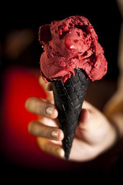 Red velvet icecream + Chocolate cone Red Velvet Ice, Chocolate Ice Cream Cone, Red Velvet Ice Cream, Dark Chocolate Ice Cream, Chocolate Cone, Chocolate Waffles, Ice Cream Popsicles, Waffle Cones, An Ice Cream