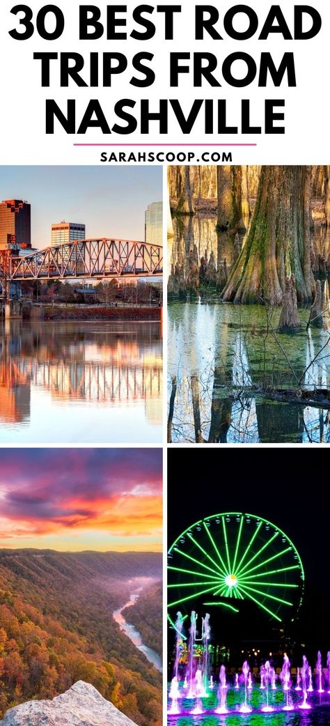 Discover the 30 best road trips from Nashville for your next adventure! 🚗✨ From scenic views to exciting attractions, these trips are a must-do. #RoadTrip #NashvilleAdventures #TravelGoals Nashville Road Trip, Midwest Road Trip, Nashville Vacation, Long Weekend Trips, Best Road Trips, Here's The Scoop, Vacation Itinerary, Nashville Trip, Fall Break