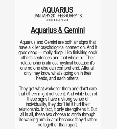 Interesting ...🤔 married to a Gemini ... Ok 50% of the time 50% pain in bum... Think it's the patience of the Aquarian is most 🐝fundamental in the relationship Aquarius And Gemini Compatibility, Dating A Gemini, Aquarius Relationship, Gemini Relationship, Aquarius Dates, Aquarius Compatibility, Gemini Compatibility, Aquarius Aesthetic, Gemini Traits