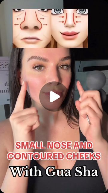 Gua Sha For Smaller Nose, Gua Sha Routine For Nose, Guasha For Nose, Gua Sha Cheeks, His Sha, Gua Sha Nose Shape, Gua Sha For Nose, Nose Gua Sha, Make Nose Smaller