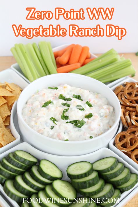 Ww Ranch Dip, Ww Vegetable Dip Recipes, Zero Point Dip, Low Point Dips, Zero Point Ranch Dressing, Ww Fruit Dip Weight Watcher Recipes, Weight Watcher Vegetables, Ww Veggie Dip, Healthy Vegetable Dips