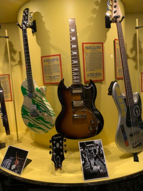 Frank Iero’s 2005 Vans Warp Tour guitar in the Rock and Roll Hall of Fame. Mcr Warped Tour 2005, Mcr Warped Tour, Frank Iero Guitar, Warped Tour 2005, Vans Warped Tour, Flying V, Warped Tour, Frank Iero, Band Stuff