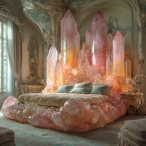 Geode Furniture, Spiritual Bedroom, Crystal Bedroom, Witch Hut, Be Your Authentic Self, Geode Decor, Eye Makeup Images, Crystal Room, Acrylic Art Projects