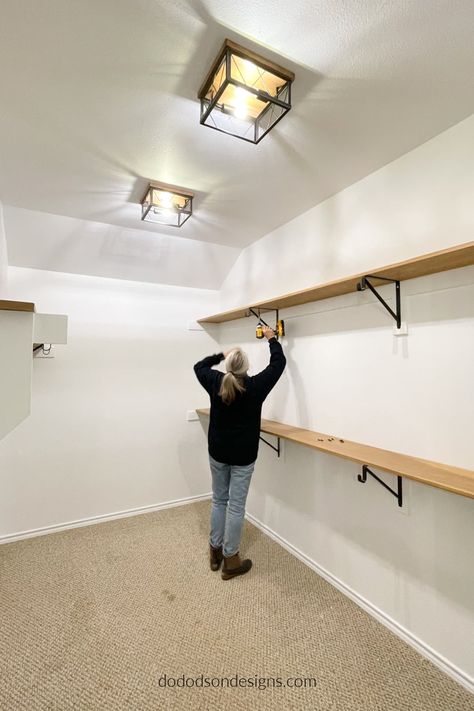 Diy Closet Update, Easy Diy Closet, Wood Closet Shelves, Diy Closet Shelves, Closet Shelving, Church House, Wood Shelving, Closet Rods, Closet Remodel