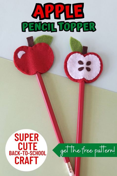 Pencil Toppers Diy, Apple Picking Season, Apple Craft, Pencil Toppers, Apple Picking, Themed Crafts, Childrens Crafts, Apple Pencil, Fun Crafts For Kids