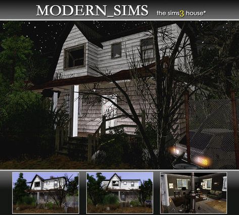 Modern_Sims' Abandoned House Ⅱ Sims 4 Abandoned House, Sims 3 Worlds, Cracked Wall, Gray Rock, House Wall, White Concrete, Free Sites, Sims Community, Sims 4 Houses