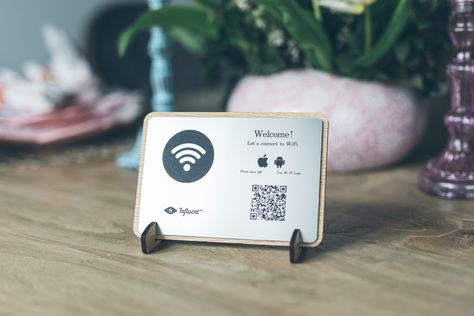 Natural Wood and Acrylic Auto Connect NFC Tag Wifi Connection - QR Wifi - Tap for WiFi Connection - Custom NFC WiFi connector Qr Wifi, Nfc Tag, Health Spa, Wood And Acrylic, Wi Fi, Natural Wood, Tap, Tags, Etsy Uk