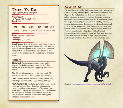 Monster Hunter Dnd 5e, Dnd Dinosaurs, Monster Hunter Dnd, Dnd Pets, Monsters Dnd, Dnd Stat Blocks, Dnd Encounters, Dnd Enemies, 5e Monsters