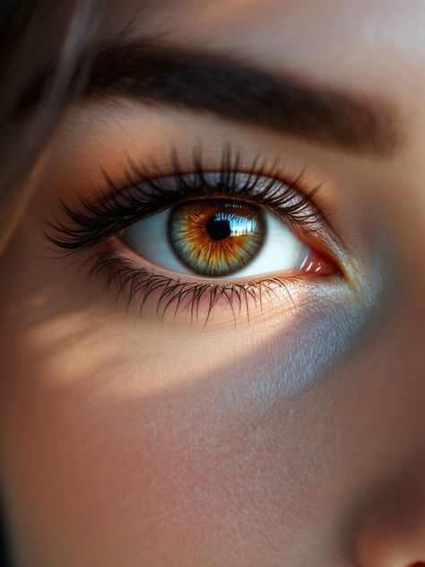 Earth Eyes, Blonde And Red Highlights, Strobe Photography, Eyes Iris, Eye Close Up, Eyes Artwork, Red Highlights, Makeup For Green Eyes, Hair Color Dark