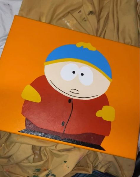 Cartman south park, acrylic painting art, cartoon art, South Park Trippy South Park Painting, Painting Ideas South Park, South Park Canvas Painting, Cartman Painting, Southpark Painting, Simple Cartoon Paintings On Canvas, South Park Painting, Cartman South Park, Lil Drawings