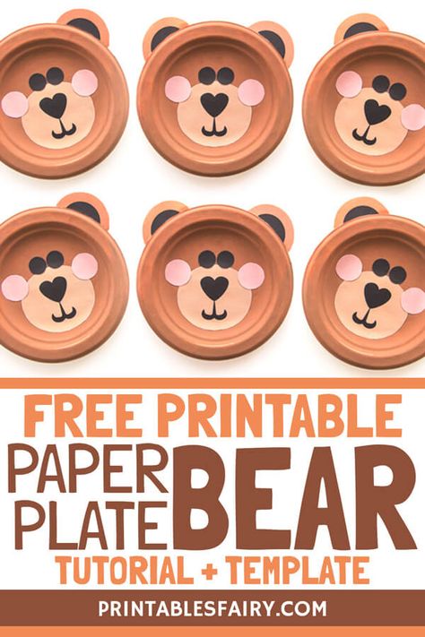 Paper Plate Bear Crafts Preschool, Smokey The Bear Crafts For Preschool, Paper Plate Crafts For Preschoolers, Brown Bear Craft, Paper Plate Bear, Bear Paper Plate Craft, Bear Crafts Preschool, Home Decor Ideas Paper, Paper Plate Jellyfish