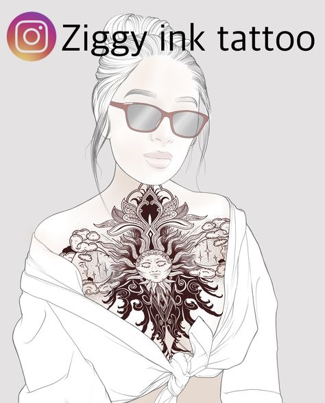 Chest Tattoo Female Geometric, Ziggy Ink Tattoo, Geometric Chest Tattoo Female, Witchcraft Tattoos, Simple Tattoo Designs, Wicked Tattoos, Chest Tattoos For Women, Tattoos For Black Skin, Dope Tattoos For Women