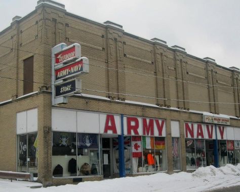 Army Navy store in Ashtabula. Ashtabula Ohio, Ashtabula County, Army Navy Store, Ohio History, Class Reunion, Country Side, Army & Navy, Covered Bridges, Ohio State