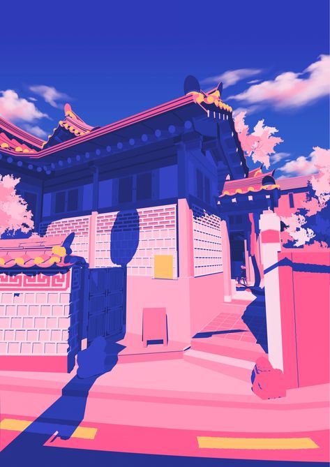 Vector Illustration of Hanok From Bukcheon, Seoul, South Korea Seoul Illustration City, South Korea Illustrations, Korean Art Wallpaper, Korea Poster Design, Seoul Drawing, City Pop Illustration, Seoul Illustration, Korea Illustration, Seoul Poster