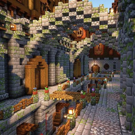 Minecraft Thrown Chair, Minecraft Miners House, Minecraft Chimney Design, Minecraft Midevil City, Minecraft Ravine Base, Survival Minecraft Houses, Minecraft Kingdom Layout, Minecraft Squid, Minecraft Mountain House