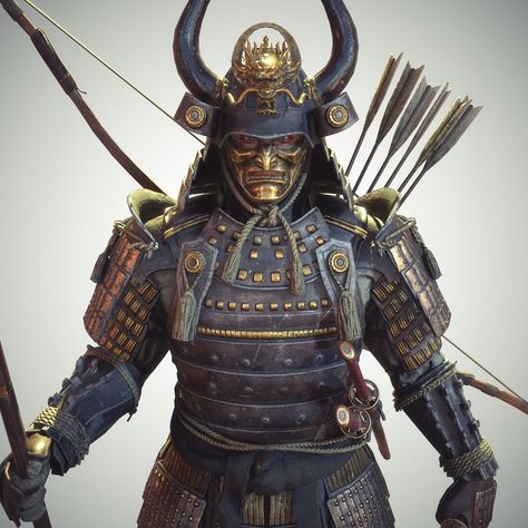 Samurai Real-time Character, Michael Weisheim Beresin on ArtStation at https://www.artstation.com/artwork/onOez Samurai Archer, Asian Warrior, Fantasy Samurai, Samurai Concept, Guerriero Samurai, Small Wave Tattoo, Ronin Samurai, Art Vampire, Dengeki Daisy