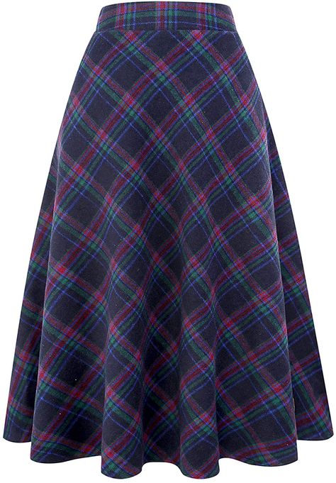 Flare Long Skirt, Tartan Skirts, Long Wool Skirt, Plaid Wool Skirt, How To Make Skirt, Winter Skirt, Long Maxi Skirts, Wool Skirt, Fall Skirts