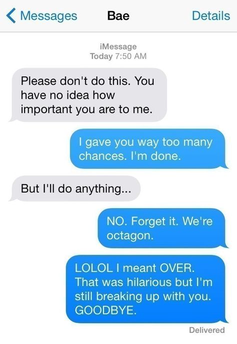 What's worse than a tough breakup? Being broken up with by text message! Not only are some couples calling things off via text, but they also get creative in doing so, resulting in the savage and yet funny breakup texts we've gathered here.  #top5 #topfive #funny #relationships Funny Breakup Texts, Breakup Text, Breakup Messages, Friend Zone, Funny Texts Crush, Crush Love, Pinterest Humor, Funny Text Fails, Text Fails