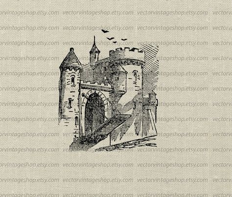 Micropen Art, Castle Drawbridge, Princess Decor, Castle Vector, Old Illustration, Castle Illustration, Fairy Tale Princess, Castle Drawing, Chess Table