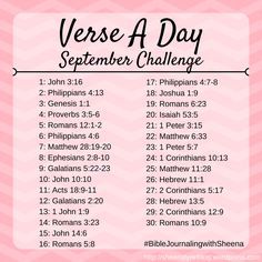 September Verse-A-Day Bible Journaling Challenge | Sheena Lynn Blog September Verse Of The Day, Journal Items, Bible Planner, Bible Memorization, Thanksgiving Bible Verses, In My Bible, Journaling Challenge, Praying Wife, Bible Studying