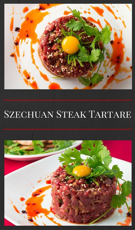 Szechuan Steak Tartare is a Chinese spin on a French classic. Asian Beef Tartare, Steak Tartare Plating, Beef Tartare Plating, Beef Tartare Fine Dining, Beef Tartare Recipe, Steak Tartare Recipe, Conflicting Emotions, Asian Steak, Tartare Recipe