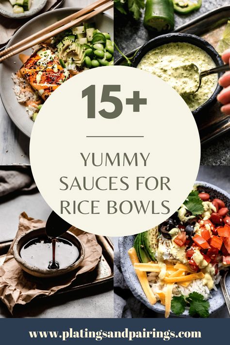 Sauces For Rice Bowls, Sauces For Rice, Asian Sauce Recipes, Buddha Bowl Sauce, Rice Bowls Healthy, Creamy Sauces, Asian Bowls, Asian Rice, Healthy Sauces