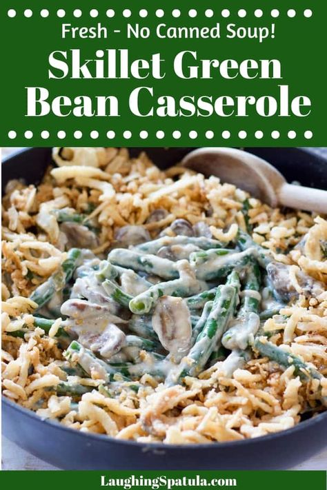 Homemade Green Bean Casserole using fresh ingredients with no canned cream soup! Cooked on your stove top! Giving you extra room for turkey and sides in your oven! #greenbeancasserole #holidaysidedish #freshgreenbeancasserole Gourmet Green Bean Casserole, Microwave Green Beans, Green Bean Casserole From Scratch, Fresh Green Bean Casserole, Skillet Green Beans, Homemade Green Bean Casserole, Pinterest Christmas, Awesome Recipes, Fresh Green Beans