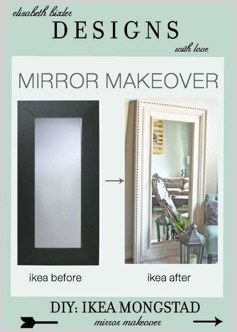 DIY Floor Mirror Ikea Hack using the Mongstad and inspired by Restoration Hardware St James Trim molding at a fraction of the price! http://elizabethbixler.com/diy-ikea-hack-mongstad-mirror-makeover/ Floor Mirror Makeover, Mongstad Mirror, Diy Floor Mirror, Mirror Makeover Diy, Mirror Ikea, Ikea Mirror Hack, Spiegel Diy, Modern Floor Mirrors, Mirror Hack