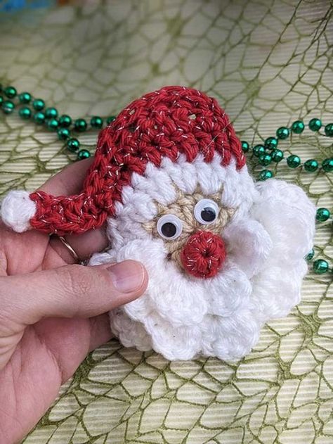 Crochet Christmas Santa Crochet Santa Faces Free Patterns, Crochet Santa Face, Christmas Crochet Gift Card Holders, Crochet Santa Ornament Free Pattern, Crochet Christmas Appliques Free Pattern, Santa Applique Pattern Free, Easy Crochet Patterns Free Quick Christmas Gifts, Free Crochet Patterns To Print, Free Crochet Christmas Ornaments