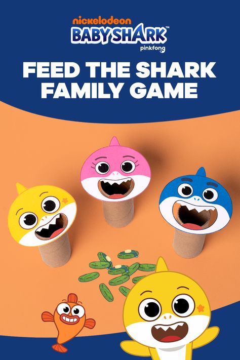 Time to Feed the Sharks! | Nickelodeon Parents Feed The Shark Printable, Baby Shark Activities For Toddlers, Baby Shark Activities, Feed The Shark Game, Feed The Shark, Umbrella Crafts, Prek Halloween, Beach Theme Preschool, Matching Games For Toddlers