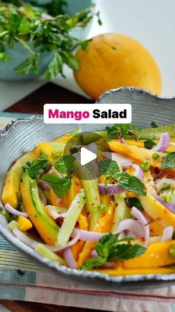 Cucumber Mango Salad Recipes, Raw Mango Salad Recipe, Cucumber And Onion Salad, Pankaj Bhadouria, Cucumber And Onion, Iceberg Salad, Buckwheat Noodles, Cucumbers And Onions, Onion Salad