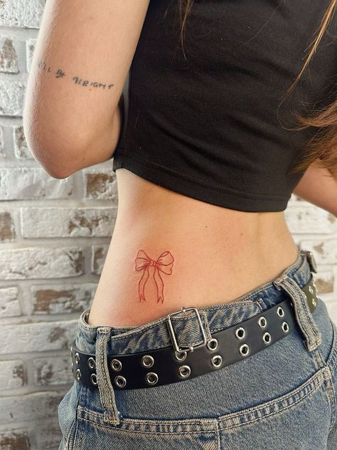 Tattoos For Women 2024, 21st Birthday Tattoo Ideas, Cute Waist Tattoos, Cute Bow Tattoos, Cute Lower Back Tattoos, Bow Tattoos For Women, Small Hidden Tattoos For Women, Small First Tattoo Ideas, Tattoos Line Art