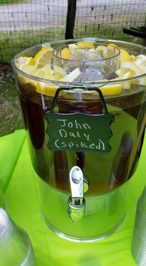 Golf theme party John Daly Food For Golf Theme Party, Masters Golf Themed Party, Golf Gender Reveal Food, Diy Golf Themed Birthday Party, 70th Golf Birthday Party Ideas, 70th Birthday Golf Theme, Ryder Cup Golf Party, Golf Partee Ideas, Golf Gender Reveal Party Food