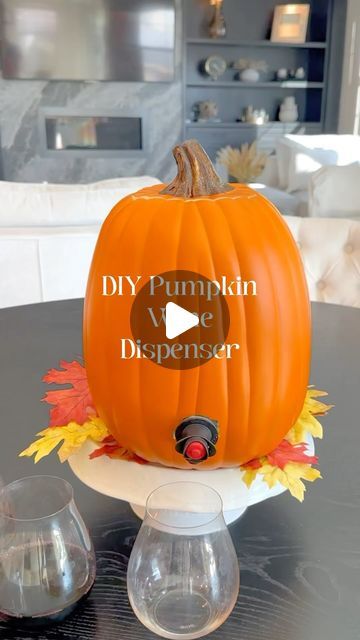 Pumpkin Drink Dispenser Diy, Wine Bag In Pumpkin, Pumpkin With Wine Bag, Wine In A Pumpkin, Wine In Pumpkin, Pumpkin Drink Dispenser, Pumpkin Wine Dispenser, Diy Beverage Dispenser, Wine Pumpkin