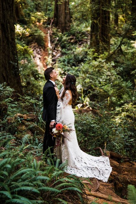 From a sentimental vow reading with a saved seat for a lost mother, and an intimate ceremony, this Redwoods elopement will make you tear up. Redwoods Elopement, Oregon Coast Elopement, Coast Elopement, Intimate Ceremony, Unicorn Dress, Wedding 2025, Adventure Wedding, Oregon Coast, Beautiful Day