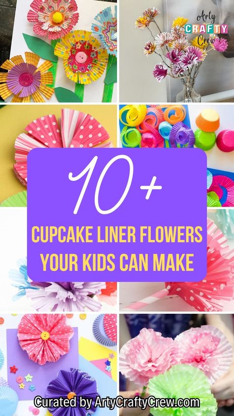 Spark your preschooler's imagination with this DIY cupcake liner flower craft that combines art and play. Curated by Arty Crafty Crew. Paper Wreath Diy, Cupcake Liner Crafts, Cupcake Liner Flowers, Flower Crafts Kids, Diy Cupcake, Weekend Crafts, Diy Cupcakes, Paper Wreath, Flower Craft