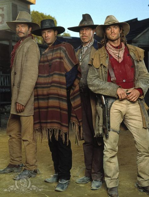 Michael Biehn Dale Midkiff, Eric Close, Dark Western, Wild West Outfits, Rdr2 Outfits, Cowboy Character Design, Michael Biehn, Laurie Holden, Magnificent Seven