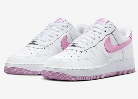 Nike Air Force 1 Low White Pink Rise-4 Air Force 1 Pink, Nail Bags, Nike Force, Fresh Shoes, Sneaker Release, Nike Air Force 1 Low, Nike Shoes Women, Air Force 1 Low, Nike Sneakers