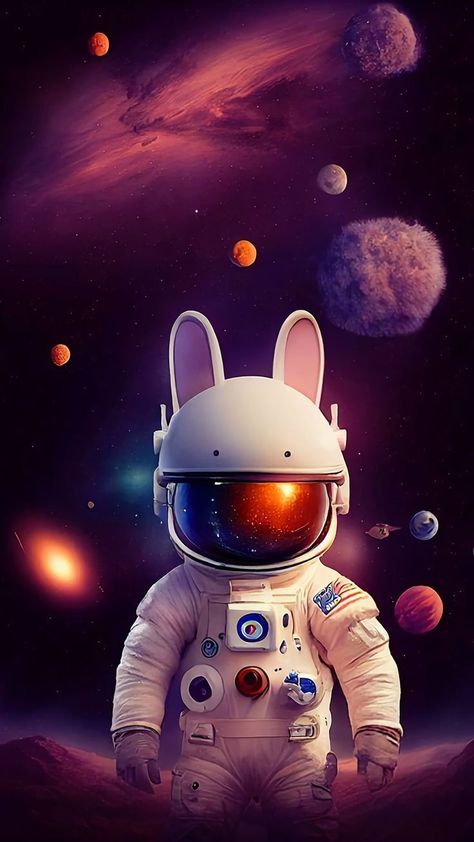 Astronaut Wallpaper Cute, Wallpaper Rabbit, Cats Pretty, Space Bunnies, Rabbit Wallpaper, Space Animals, Astronaut Wallpaper, Space Phone Wallpaper, Hollow Art