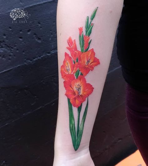 Sid Cout on Instagram: “Lovely gladiolus flowers for Christina! Thx a lot!  #forearmtattoo #colortattoos #gladiolustattoo #firsttattoo #sf #sfo #sanfrancisco…” Gladiolus Flower Tattoo, Tattoo Red Ink, Gladiolus Flower Tattoos, Gladiolus Tattoo, Tattoos Color, Tattoo Red, Flower Tattoo Meanings, Fashion Tattoo, Gladiolus Flower