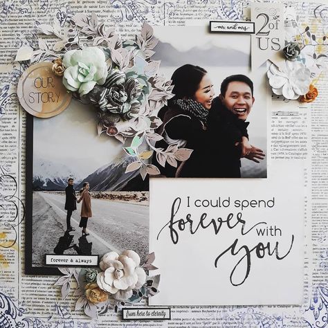 Boyfriend Scrapbook, Couple Scrapbook, Wedding Scrapbook Pages, Wedding Scrapbooking Layouts, Anniversary Scrapbook, Diy Anniversary Gift, Diy Photo Book, Scrapbooking Pages, Diy Anniversary