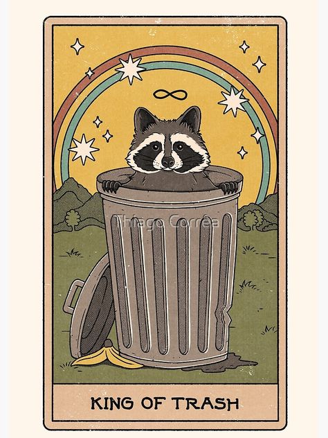 Trash Art, Trash Panda, Racoon, Waterproof Stickers, Tarot Cards, Bumper Stickers, Metal Posters, Sale Poster, Ramen