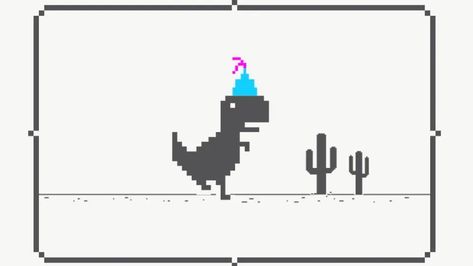 Play Chrome Dinosaur Game Birthday Edition - elgooG No Internet Dinosaur, Internet Dinosaur, Chrome Dinosaur, Dinosaur Game, Dinosaur Games, Game Birthday, No Internet, Internet Games, Birthday Hat