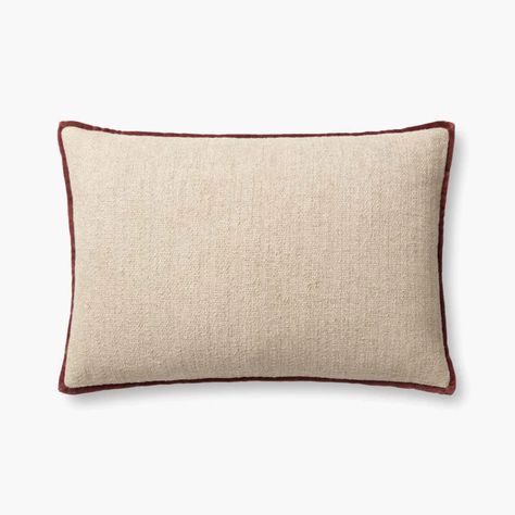 PAL0035 IVORY / WINE | Loloi Rugs Loloi Pillows, Amber Lewis X Loloi, Pillow Pals, Eclectic Aesthetic, Beige Pillow, Amber Lewis, Chris Loves Julia, Amber Interiors, Modern Pillows